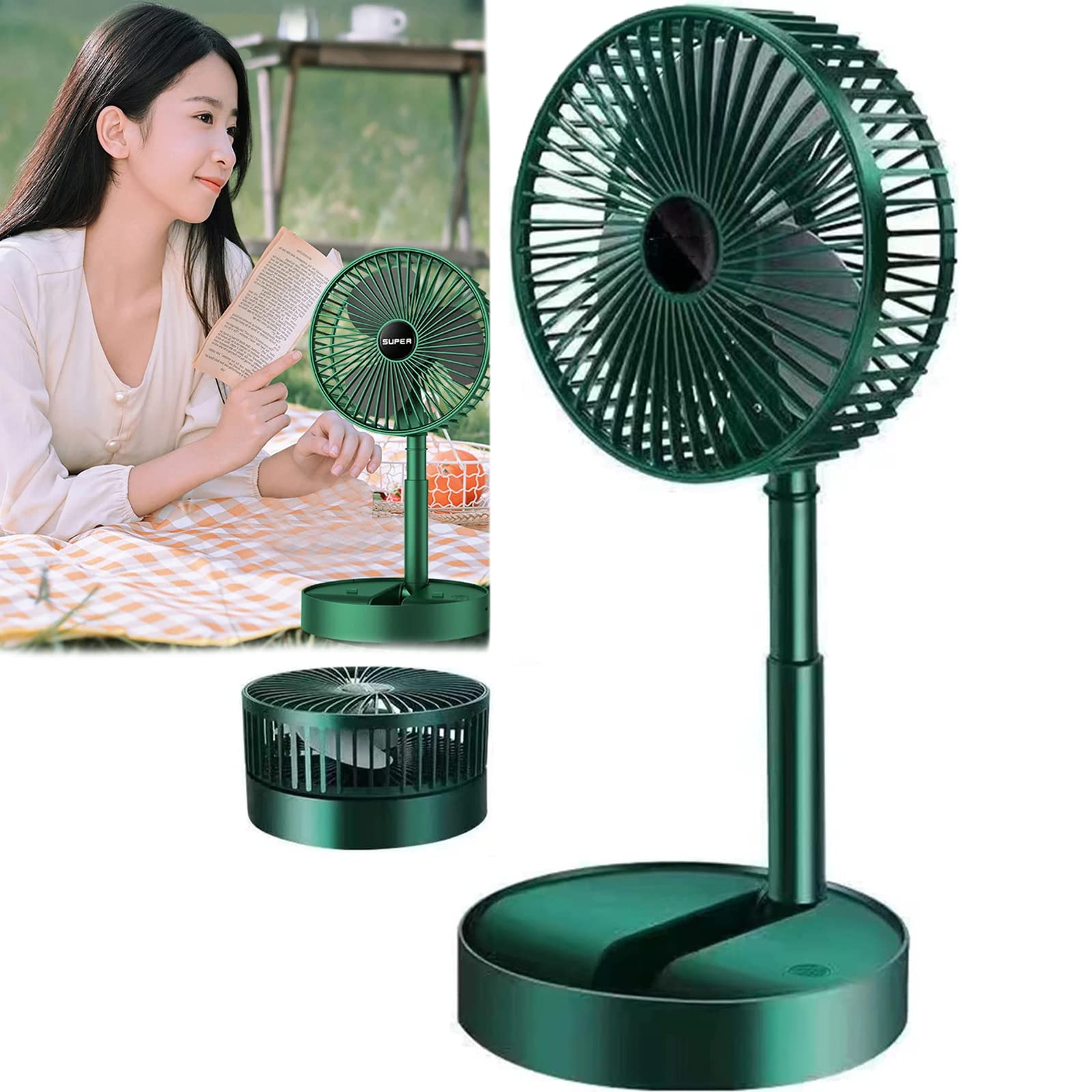 【在庫限り】【翌日配達★即納】 USB充電バージョン卓上扇風機、伸縮式 折り畳み式 屋外、屋内、通勤、..