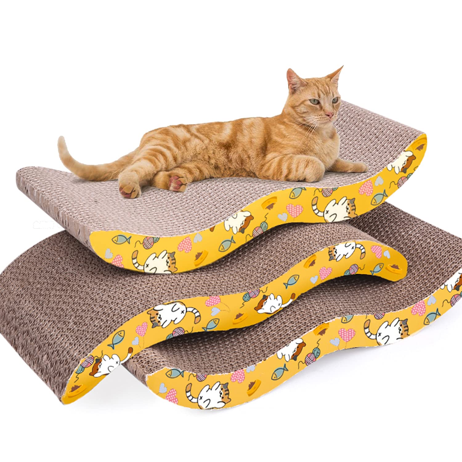 猫 爪とぎ ダンボール 爪磨き ネコ用品 M型 カーブ 猫スクラッチャー 猫おもちゃ 猫ソファー経済 耐久 猫 つめとぎ 段ボール 両面使える （3個セット）