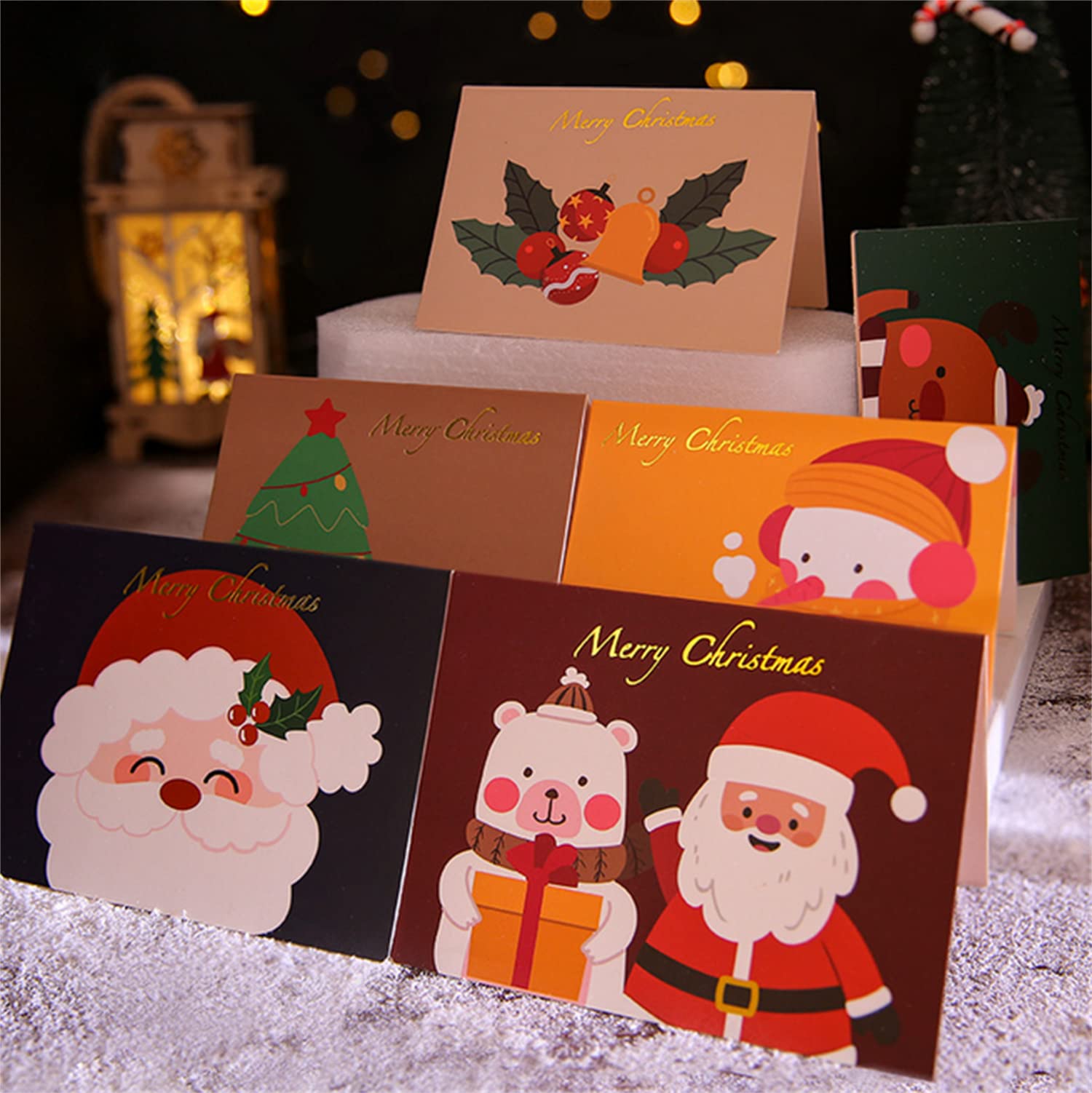 クリスマスカード グリーティングカード 3D 立体 封筒 6枚入り ポップアップ メッセージカード ミニ 手紙セット 感謝状 サンタ トナカイ 雪だるま 高級 おしゃれ お祝いカード (E)