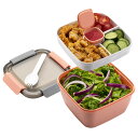 サラダランチコンテナ To Go 50オンス サラダボウル 3つのコンパートメント サラダドレッシングコンテナ サラダトッピング スナック メンズ レディース ...
