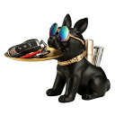皿を捧げる犬さん 大きな口フレンチブルドック 置物 多機能収納 玄関収納 鍵ホルダー 小物入れ 卓上収納 物ボックス 机上収納ボックス 玄関テーブル用キーボウル...