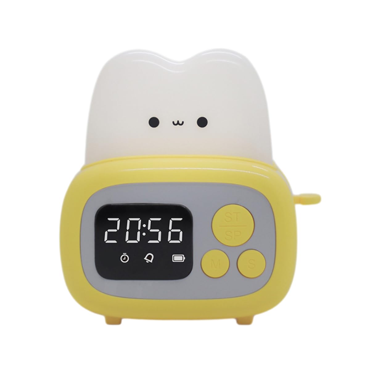 かわいいトースターランプ LED表示アラームクロック 置き時計 デジタルタイマー USB充電 子供用 面白い寝室 ベッドサイド睡眠ランプ 誕生日プレゼント 子供 赤ちゃん 女の子 ティーン用 スリープランプ かわいいパンライト 部屋の装飾 (イエロー)