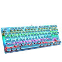 パンクキーボード メカニカルキーボード レトロタイプライターキーボード 87キー有線キーボード 有線メカニカルキーボード 機械ゲーム用キーボード RGB バックライト LEDバックライト付き 防塵 防水 防衝突 有線 レトロ風 PC/仕事/ゲーム/自宅用(2)