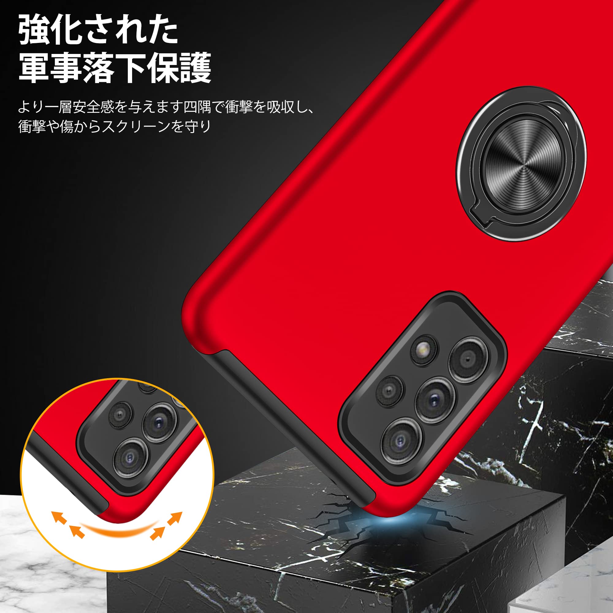 Galaxy S24 Ultra ケース リング付き 耐衝撃 tpu pc 二重構造 全面保護 一体型スマホケース ギャラクシーs24 ultra ケース 衝撃吸収 シリコン 360&deg;回転 スタンド機能 軽量 薄型 車載ホルダー対応 米軍MIL規