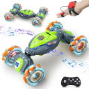 ラジコンカー スタントカー ラジコン 両面走行 360° 四輪駆動 オフロード 子供向け バッテリー2個付き ドリフト 操作時間50分 ジェスチャーコントロール LED 車輪が光り ミュージック 車おもちゃ 男の子 誕生日/プレゼント/こどもの日/クリス(6歳以上)