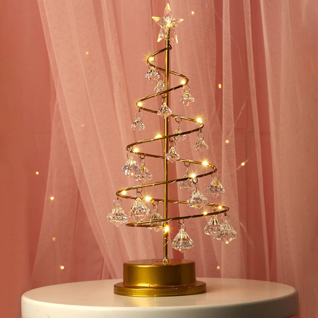 クリスマスツリー 卓上 led 電気スタンド おしゃれ オーナメント 北欧 ダイヤモンド 雰囲気作り クリスマスライトー 室内用 普段使い 電池式 電飾 祝日 飾り付け 誕生日 結婚式 パーティ プレゼント ギフト かわいい