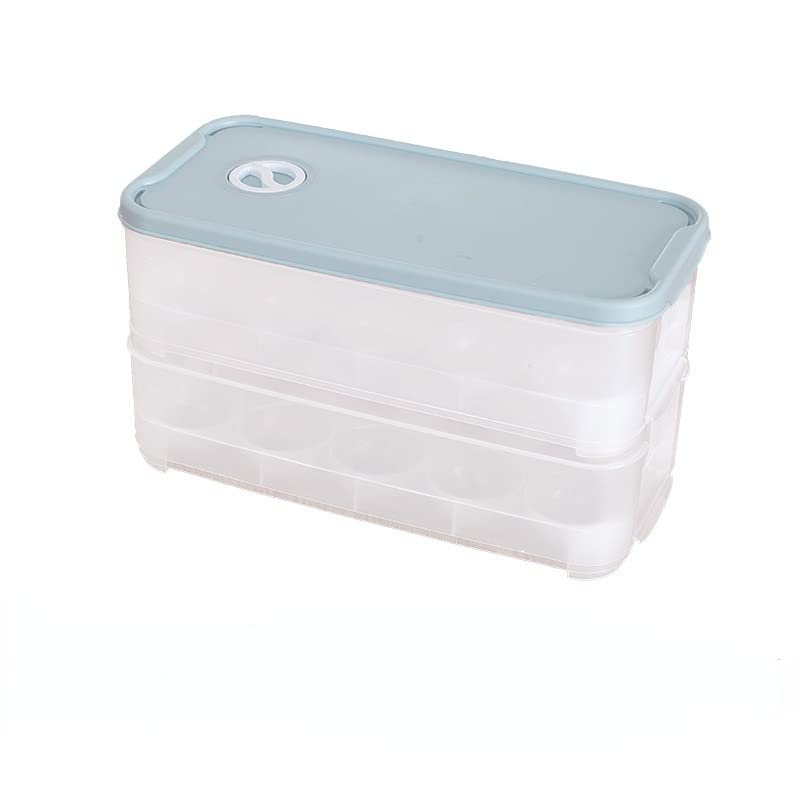 卵収納箱 冷蔵庫用 エッグホルダー 半透明 冷蔵庫用 卵ボックス エッグホルダー キッチンエッグ収納ボックス ファッションデザイン ブルー 二層 