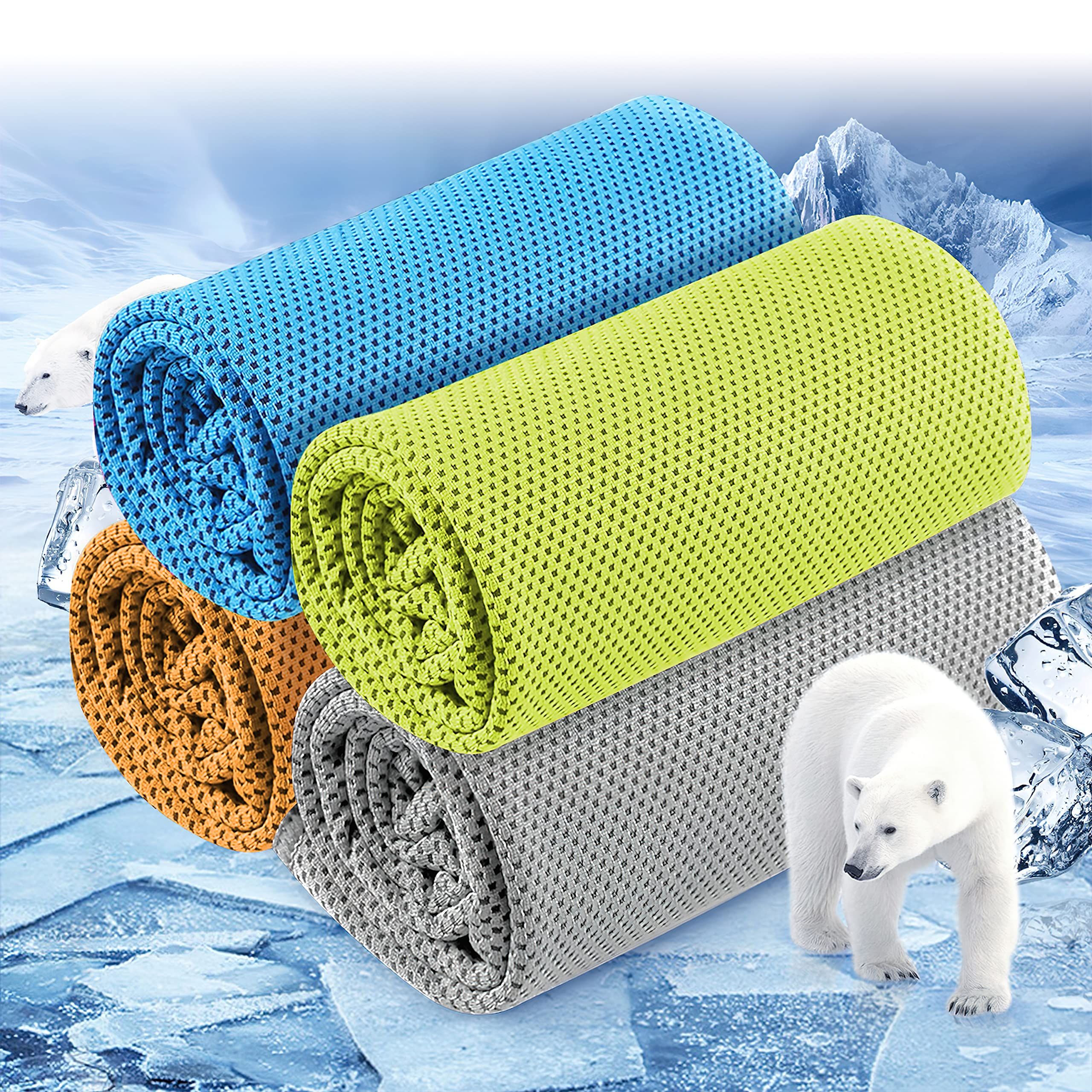4枚セット 冷却タオル 冷感タオル UVカット アウトドア 熱中症対策 瞬間冷却 冷感持続 速乾タオル color4