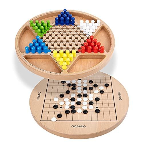 ダイヤモンドゲーム チェッカーズ＆?五子 五目並べ 2in1 Chinese Checkers & Gobang Five in a Row ボードゲームツーインワン家族とパーティーのための伝統的な戦略ボードゲーム