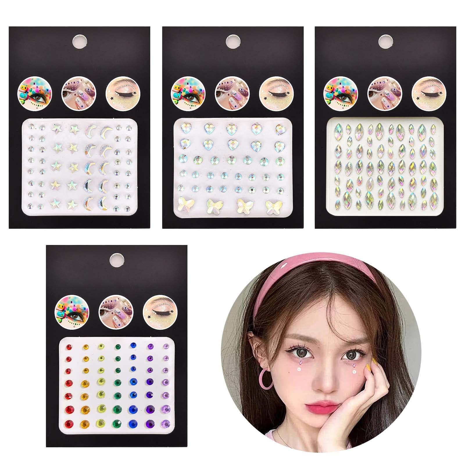 【翌日配達★即納】ラインストーン ステッカー 【4個入り】フェイス シール キラキラデコシール装飾パーツ、顔面装飾用キラキラオーナメント、DIY用品、手芸用品、携帯電話/ネイルデコレーション【数量限定！レビュー特典開催中！★無料入手～】