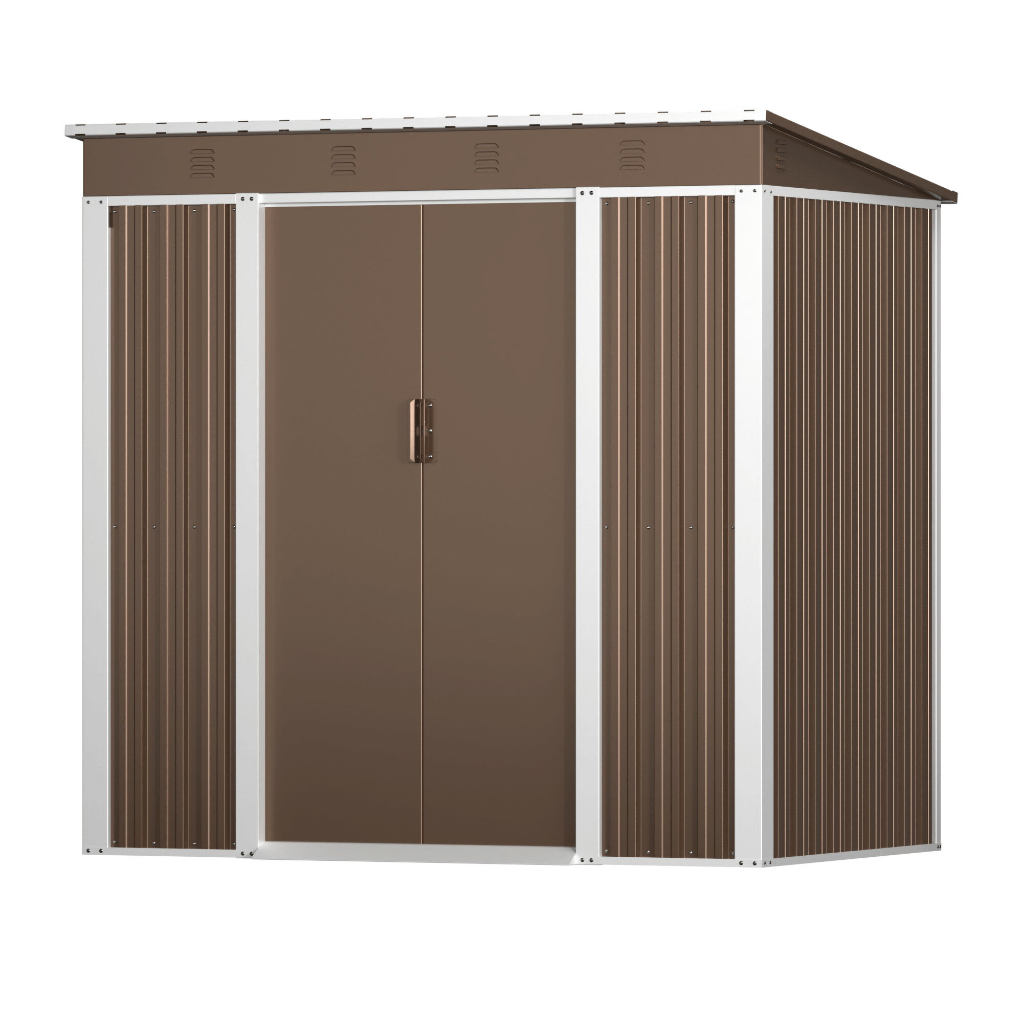 【2025年新仕様】物置 屋外 スチール 倉庫 戸外収納庫 幅192 奥行き125 高185 物置き おしゃれ 大型 収納庫 屋外物置 防さび ベランダ 防水 ドア 引戸 スチール物置 屋外収納 ガーデニング 庭 新作【ブラウン】