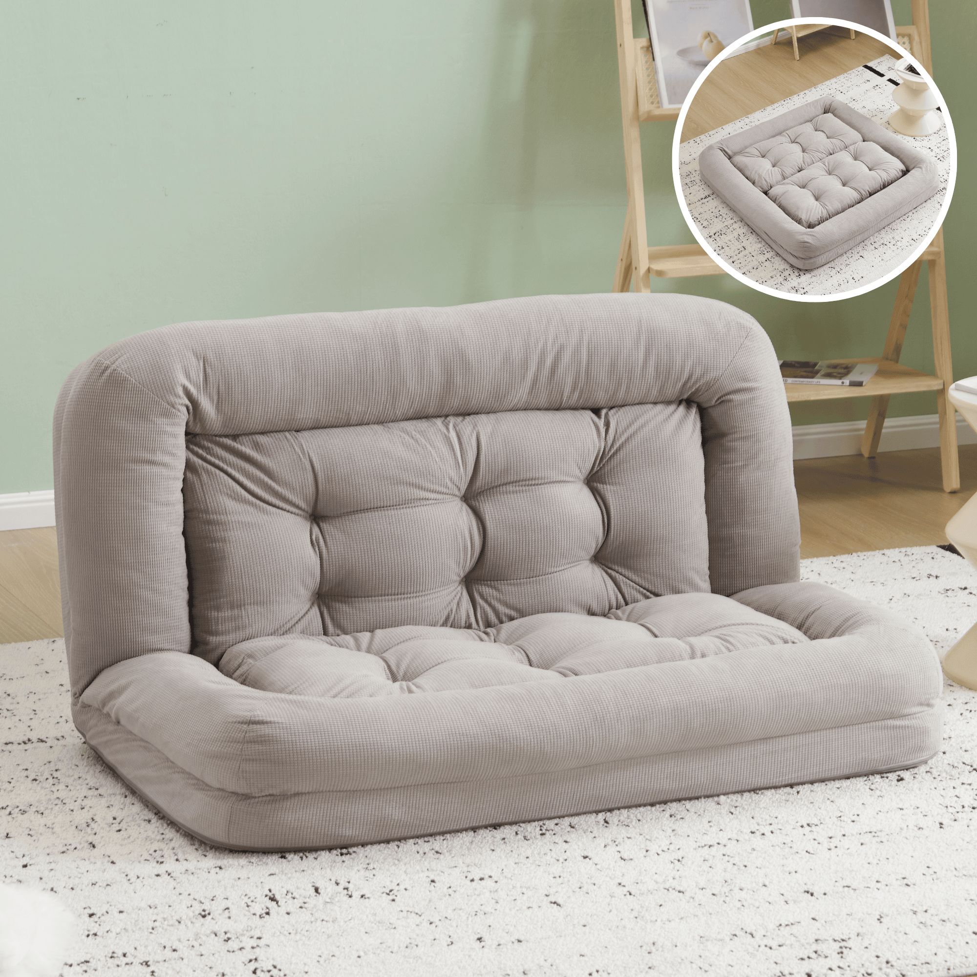 ソファーベッド 座椅子 ソファ 6段調整可能 3WAY 1人掛け　2人掛け シンプル 圧力分散 ベッド 折りたた..