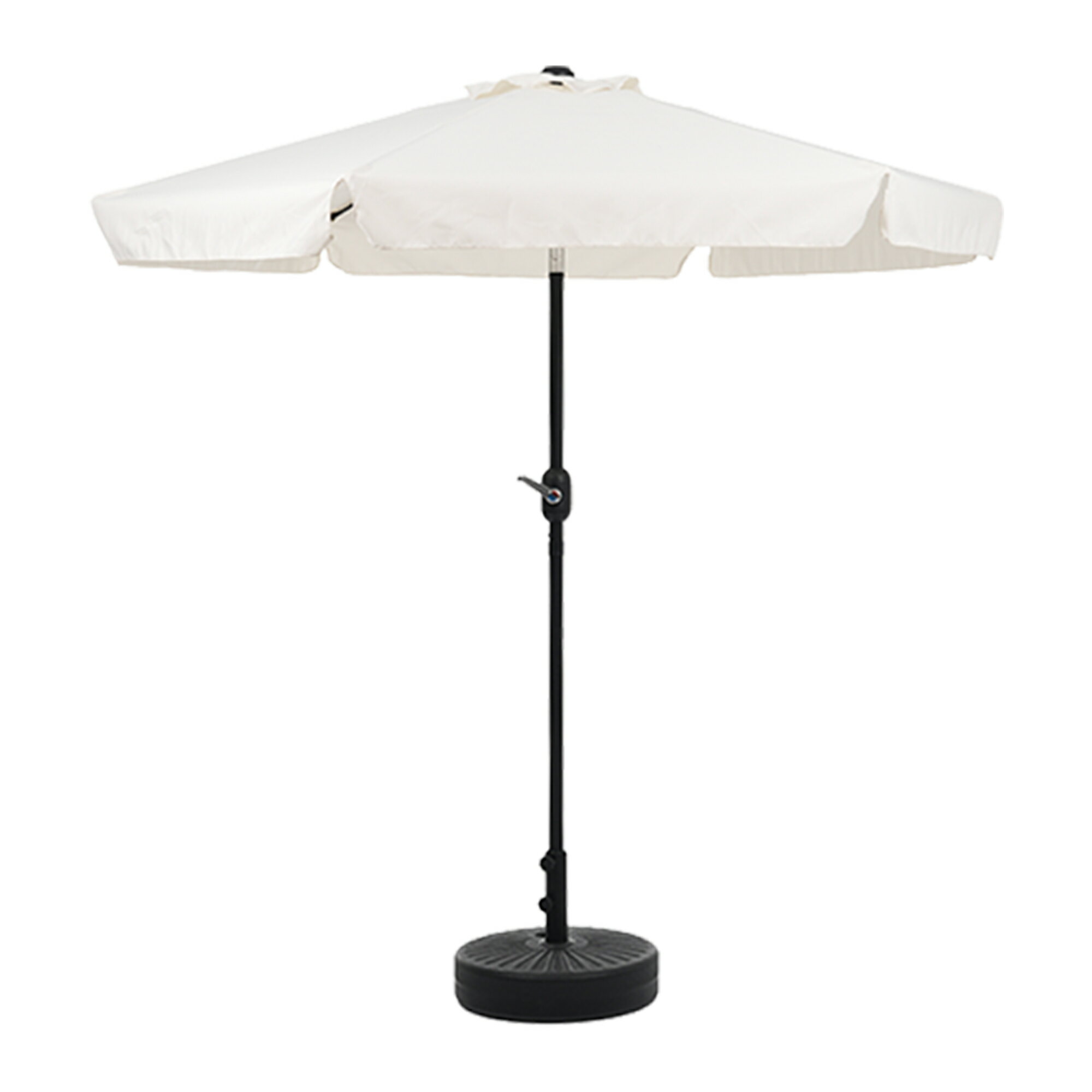 【TYPEBベージュ+ベース付き】パラソル ハンドル・フリル付き　直径220cm 30+UPF紫外線対策 角度調整 ..