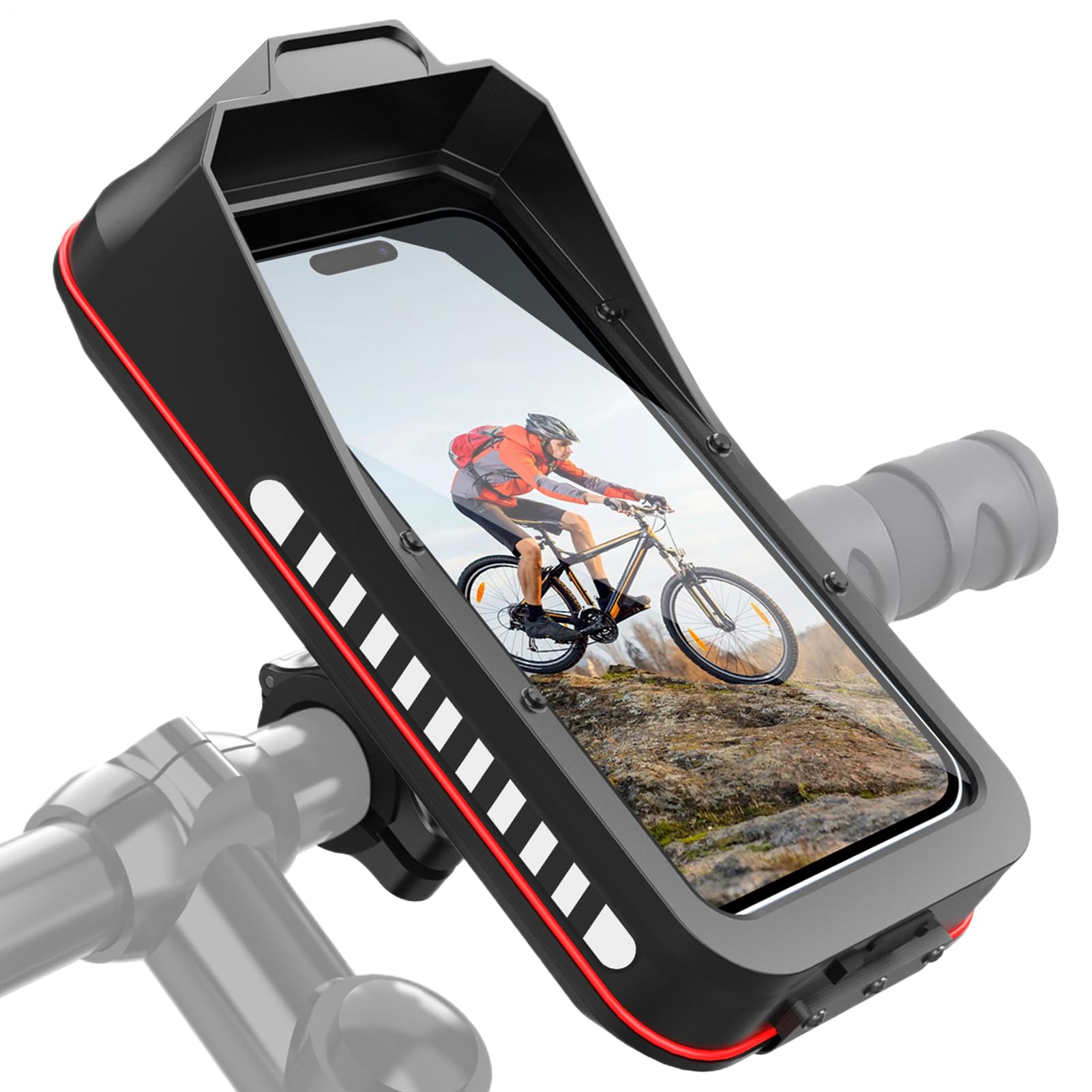 自転車電話ホルダー - オートバイマウント、スマートフォンスタンドケース|防水クイックリリースハンド..