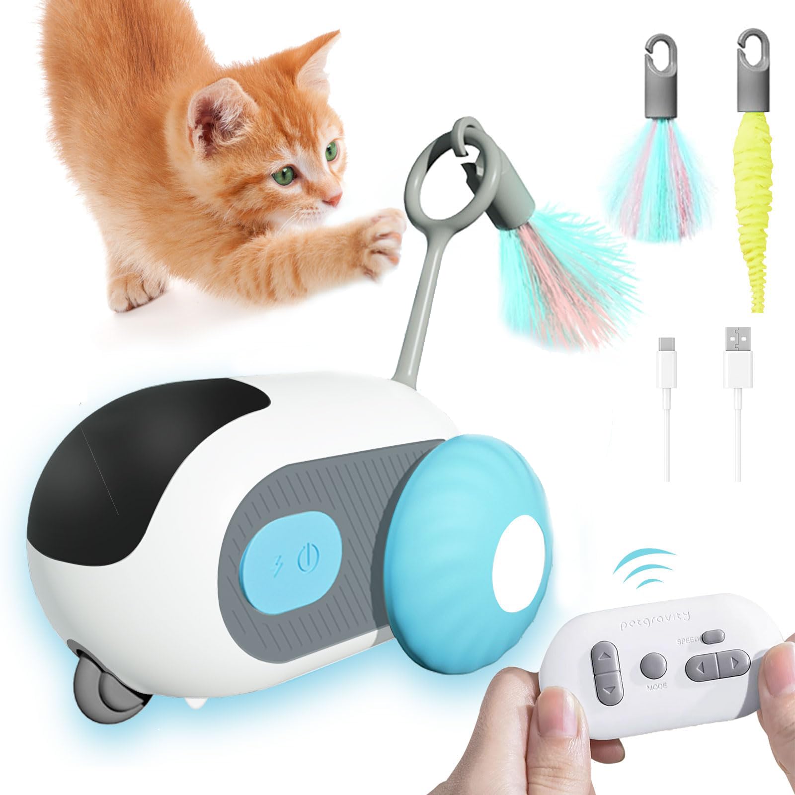 「2025最新リモコンモード」猫 おもちゃ自動 猫じゃらし ウィキッドマウス 簡単操作 猫の玩具 猫一人遊び お留守番に 充分スピード 2モード搭載 運動不足解消 ストレス解消 好奇心満足 USB充電式 ねこちゃんへのプレゼント ペットの用品