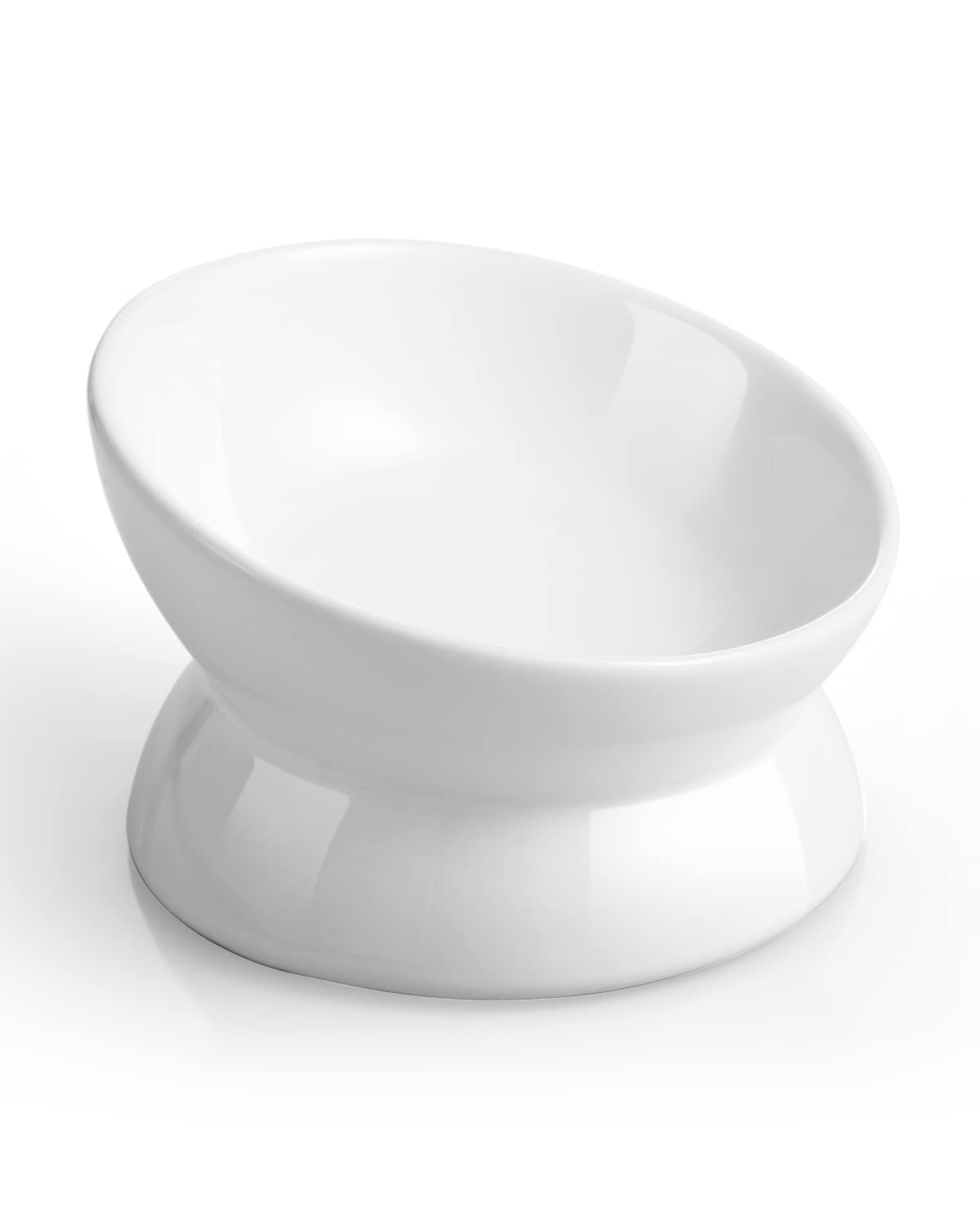 Rakuten - 【食洗機・電子レンジ対応】猫 食器 高さがある 猫用フードボウル 150ml セラミック【斜め設計】吐き戻し軽減 首の負担軽減 浅型 広口 無地 陶器 ペットボウル 水飲み 餌皿 小型犬 子猫 シニア猫 丸顔猫