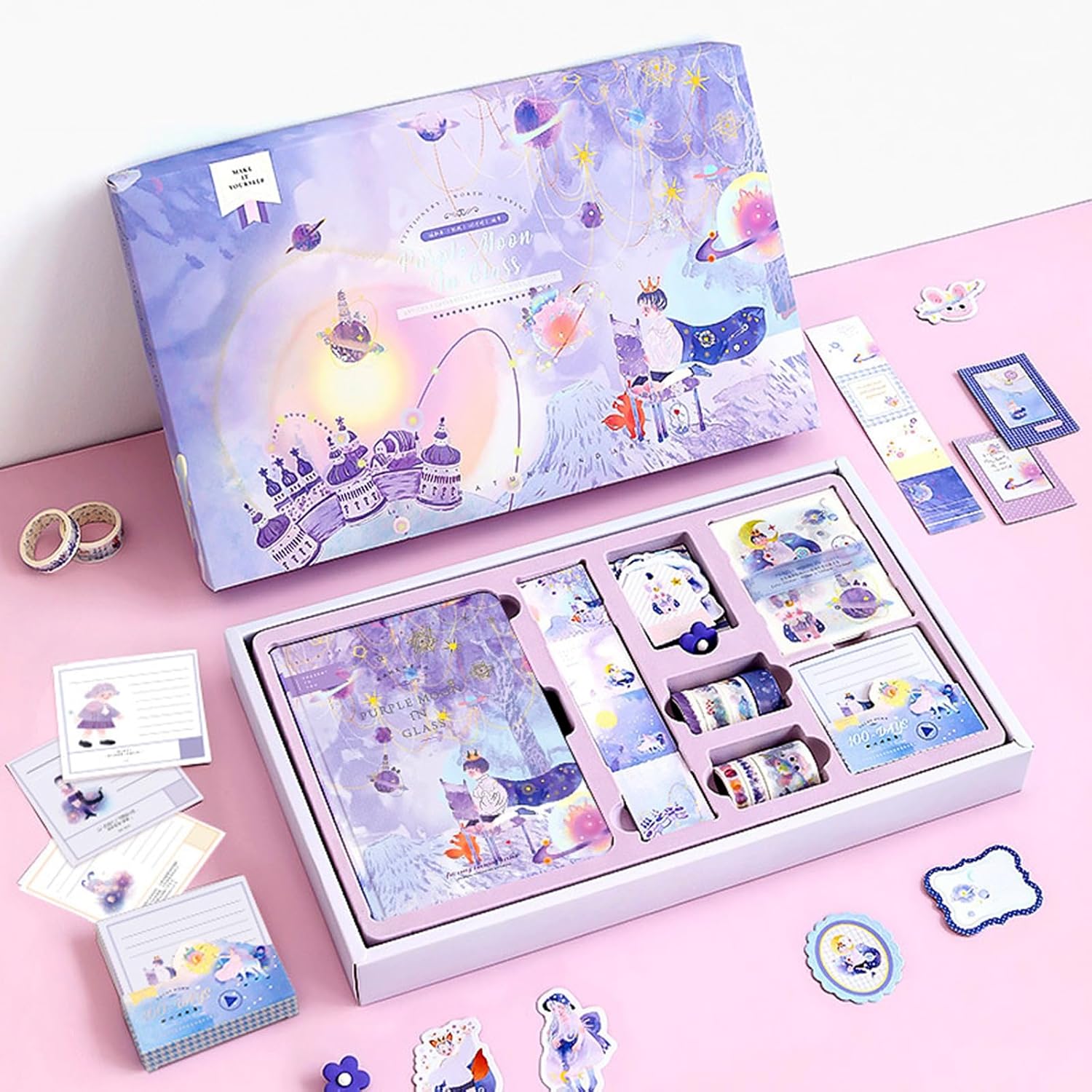 システム手帳セット日記帳 147点セットかわいいドリームボックスセットシール帳 DIY手帳 ノートセット かわいい手帳 記録 メモ帳 日記帳 付箋本 和紙テープ...