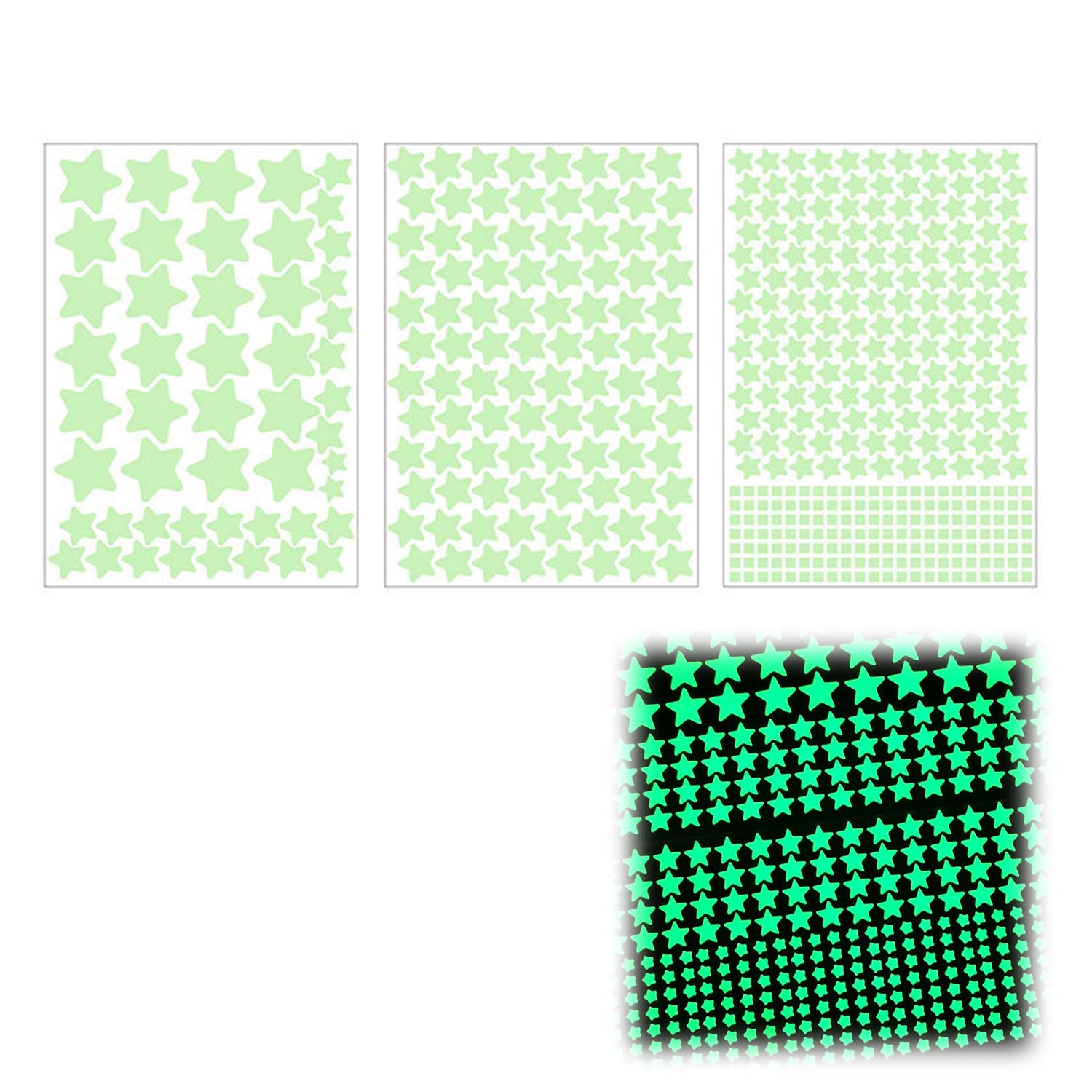夜光ステッカー ウォールステッカー 光る星 蛍光シール 蓄光 壁紙 光るシール かわいい 部屋飾り 寝室 誕生日パーティーの装飾 グリーン