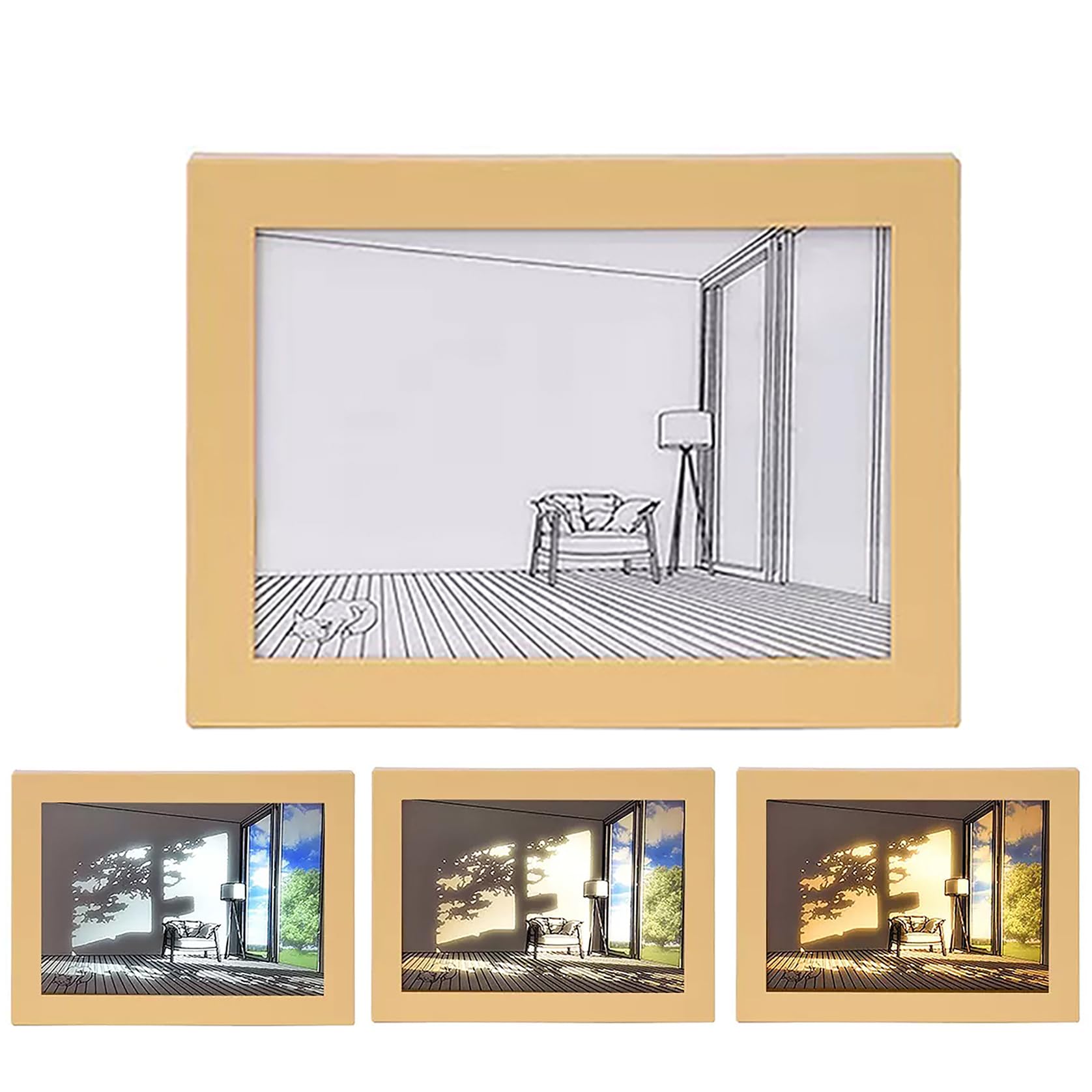 絵画 照明 LED ベッドサイドランプ ナイト ライト アート絵画ウォールランプ 3色 調節可能な 壁掛け·桌上 ペインティングランプ おしゃれインテリア 夕暮れの光と影のフレーム USB電池式/非電池式 照明絵画装飾 リビングルームの壁アート装飾用