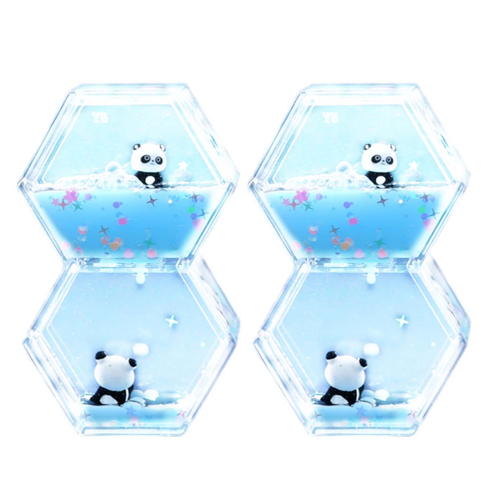 オイルタイマー 可愛い パンダ スパンコール ハート型 オイル 砂時計 液体タイマー オイルモーション 油滴 こども 子供 おもちゃ 装飾品 誕生日 クリスマス プレゼント 保育園 (ブルー)（6歳以上）