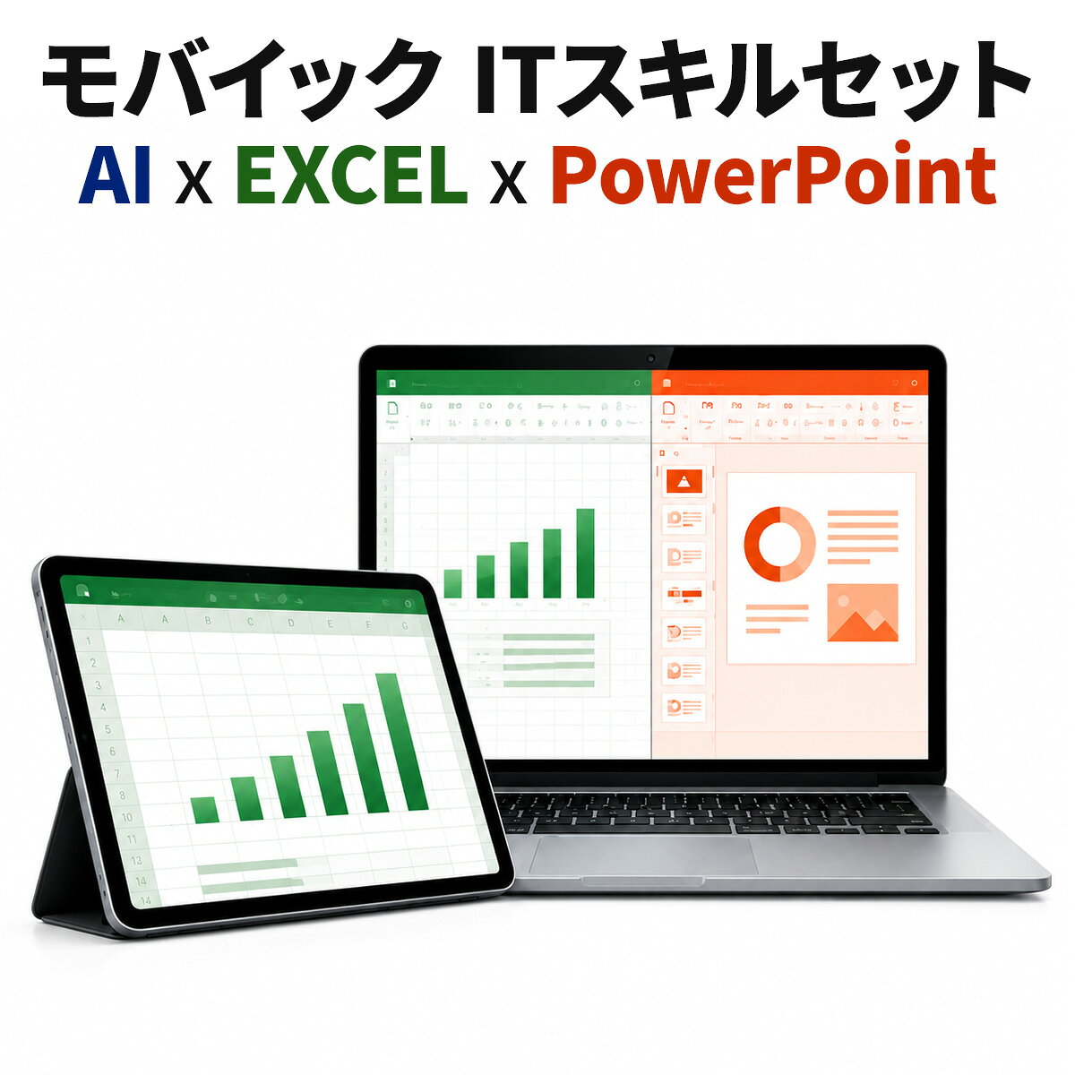 【2講座セット】 モバイック Excel×AI ビジネススキル講座＋モバイック PowerPoint×AI ビジネススキル講座 モITスキルセット AIxExcelxPowerPoint ビジネススキル講座 全36講座 オンライン動画 Excel基礎 PowerPoint基礎