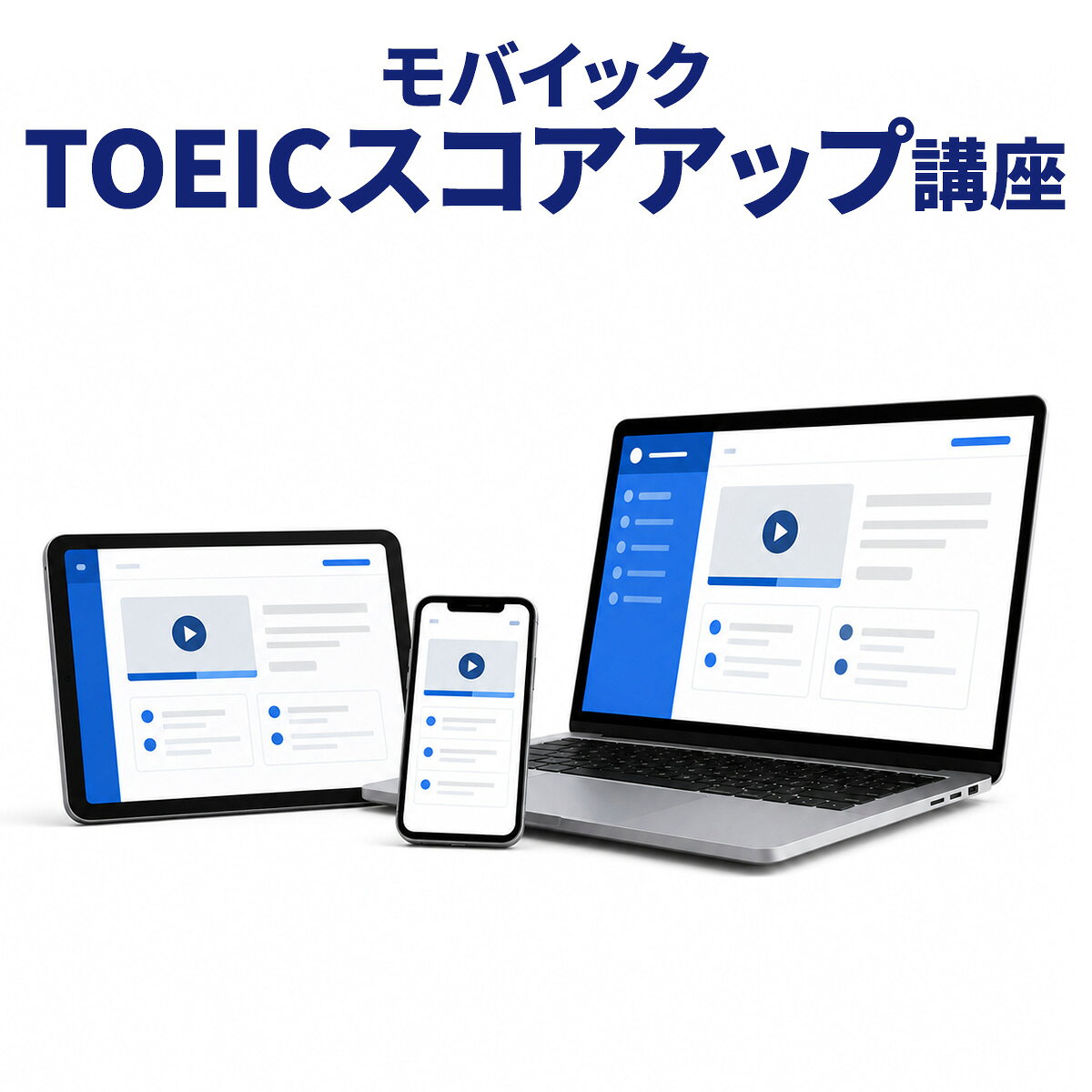 メーカー希望小売価格はメーカーサイトに基づいて掲載しています。（1）モバイック TOEICスコアアップ講座 TOEIC L＆R 650点突破を目指す 文法の基礎からPart別対策、演習、模擬試験まで。スマートフォン・タブレット・パソコンで学べるオンライン講座です。 全155レッスン TOEIC L＆R Part 1～7対応 3カ月・6カ月・12カ月の3コース スマートフォン・タブレット・パソコン対応 何から勉強すればよいか分からない。その悩みを、学習の順番から解決します。 モバイック TOEICスコアアップ講座は、TOEIC L＆Rで650点突破を目指す方のためのオンライン学習プログラムです。 スコアアップの土台となる文法を学び、各Partの解答テクニックを身につけ、演習問題と模擬試験で実践。インプットとアウトプットを繰り返しながら、着実なスコアアップを目指します。 モバイックが続けやすい3つの理由 学ぶ順番が分かりやすい 文法、Part別対策、演習、模擬試験の順で学習します。何をどれだけ学ぶか迷いにくく、用意された学習スケジュールに沿って取り組めます。 短い動画で取り組みやすい 解説動画は平均2～3分程度。通勤・通学や休憩時間など、まとまった時間を取りにくい日もスキマ時間を活用できます。 分からない問題を質問できる 講座内の問題について、TOEIC L＆R専門講師へオンラインで質問できます。受講期間中は、納得できるまで何度でも質問できます。 このような方におすすめです まずはTOEIC L＆R 650点を目指したい方 TOEIC L＆Rを初めて受験する方 文法やリスニングを基礎から学び直したい方 Partごとの出題形式や解き方を身につけたい方 TOEIC L＆Rの勉強方法が分からない方 参考書を読むだけの学習が続きにくい方 忙しくても毎日少しずつ学習したい方 全155レッスンのカリキュラム 基礎を学び、解き方を身につけ、問題演習と模擬試験で実践力を養います。 パート別対策講座：76レッスン パート別演習解説：32レッスン 文法対策講座：45レッスン 模擬試験：2レッスン 3つの講座と模擬試験で、知識を実戦力へ 文法対策講座・45レッスン TOEIC L＆Rのスコアアップに欠かせない基礎文法を学び、その知識を使ってPart 5の問題を解く練習をします。英文を感覚だけで読むのではなく、正解を選ぶための土台を整えます。 パート別対策講座・76レッスン Part 1からPart 7まで、それぞれの出題形式と解答テクニックを学びます。本番を想定した問題に取り組みながら、効率よく解き進めるための考え方とコツを身につけます。 Part 1：写真描写問題 Part 2：応答問題 Part 3：会話問題 Part 4：説明文問題 Part 5：短文穴埋め問題 Part 6：長文穴埋め問題 Part 7：読解問題 パート別演習解説・32レッスン パート別対策講座で学んだ解答テクニックを使い、各Partの演習問題に挑戦します。詳しい解説で正解までの考え方を確認し、学んだ知識を定着させます。 模擬試験・2レッスン 講座の仕上げとして模擬試験に取り組み、学習した内容の定着度や苦手な分野を確認します。 スマートフォン・タブレット・パソコンに対応 自宅ではパソコン、移動中や休憩時間にはスマートフォンやタブレットなど、場所に合わせて端末を使い分けられます。 動画は平均2～3分程度なので、短い時間でも1つずつ学習を進められます。 分からないままにしない質問サポート 講座内の問題について分からないことがあれば、講義画面からTOEIC L＆R専門講師へオンラインで質問できます。追加料金なしで何度でも質問できるため、疑問を解消しながら学習を進められます。 質問への回答は、原則として即日または翌営業日までです。 質問内容や年末年始などの長期休暇期間により、回答に時間がかかる場合があります。 学習期間で選べる3コース 学習する内容は全コース共通です。現在のスコアと、1日に確保できる学習時間を目安にお選びください。 3カ月コース 対象スコアの目安：450～550点 1日の学習目安：約30～45分 おすすめ：短期間に集中して学びたい方 6カ月コース 対象スコアの目安：400～550点 1日の学習目安：約15分 おすすめ：無理のないペースで学びたい方 12カ月コース 対象スコアの目安：300～500点 1日の学習目安：約8分 おすすめ：基礎からじっくり学びたい方 対象スコアと学習時間は目安です。学習の進み方や成果には個人差があります。 おすすめの学習サイクル 1．動画で学ぶ 文法やPart別の解答方法を理解します。 2．問題を解く 学んだ知識とテクニックを使って演習します。 3．解説を確認する 正解までの考え方と、間違えた理由を確認します。 4．繰り返し復習する 苦手な箇所を復習し、知識の定着を目指します。 モバイックでは、学んだ内容を定着させるため、最低3回繰り返して受講することをおすすめしています。 TOEIC L＆Rのスペシャリストが制作 教材監修・ヒロ前田 『新TOEICテスト 直前の技術』『TOEICテスト 究極の模試600問』など、TOEIC L＆R関連の著書を多数手がける専門家が教材を監修しています。 教材制作には、TOEIC L＆R 990点取得者、企業研修講師、大学・専門学校講師など、英語指導の専門家が参加しています。 よくあるご質問 紙のテキストやDVDは届きますか？ 本商品はオンライン講座です。紙のテキストやDVDなどの物理教材は付属しません。各レッスン内に講義内容をまとめたテキストが用意されています。 オフラインでも受講できますか？ レッスンの受講にはインターネット接続が必要です。リスニングセクションの練習問題音声はダウンロードでき、オフラインでの音読やシャドーイングに利用できます。 学習履歴を確認できますか？ はい。ログイン後の「学習ログ」から、学習記録を確認できます。 講義で分からないことを質問できますか？ はい。モバイックの講座内容や問題に関する質問は、講義画面からTOEIC L＆R専門講師へ何度でも投稿できます。 どのコースを選べばよいですか？ 短期間に集中して学ぶ場合は3カ月コース、毎日無理のないペースで学ぶ場合は6カ月コース、基礎から時間をかけて学ぶ場合は12カ月コースがおすすめです。 ご購入前にご確認ください 本商品は、選択した受講期間中に利用できるオンライン講座の利用権です。 受講期間終了後は講座を閲覧できません。 本講座は、TOEIC L＆R 650点到達やスコアアップを保証するものではありません。学習成果には個人差があります。 TOEIC L＆R公開テストの受験申込および受験料は、本商品に含まれません。 受講にはインターネット接続環境が必要です。 インターネット接続に必要な通信費・パケット利用料は、お客様のご負担となります。 ご決済後のコース変更はできません。受講期間を十分にご確認のうえご注文ください。 講座内容、画面デザイン、サービス内容は、品質向上などのため予告なく変更される場合があります。 ご購入者の個人情報データの扱い 講座受講に必要となる情報を販売元「合同会社東北総合」に登録することをあらかじめご了承下さい。 お支払い方法・発送・返品について お支払い方法 代金引換のご利用はできません。代金引換以外の決済方法をご利用下さい。 発送 オンライン講座です。そのためお届けものはございません。受講に必要な「会員ID」と「URL」を当店（英語伝）よりメールにてお送りします。 お客様ご都合による返品 デジタルコンテンツを含む製品の性質上、ご決済後のキャンセル・返品を承っておりません。予めご了承ください。 モバイック TOEICスコアアップ講座 - 講座概要 内容 全155レッスン パート別対策講座：76レッスン パート別演習解説：32レッスン 文法対策講座：45レッスン 模擬試験：2レッスン 概要 オンライン動画（Eラーニング） 受講期間：3カ月・6カ月・12カ月から選択 対応端末：スマートフォン・タブレット・PC 対象スコアの目安：300～550点 質問サポート：講座内の問題についてオンラインで何度でも質問可能 物理教材：付属しません ETS、TOEICおよびTOEIC BRIDGEは、米国およびその他の国におけるETSの登録商標です。本商品はETSの検討を受け、またはその承認を得たものではありません。