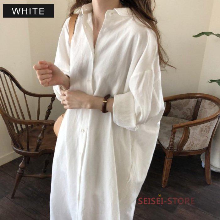 シャツワンピース シャツワンピ ロングワンピ 2way シャツワンピ 羽織り ロング丈 秋服 30代 きれいめ シャツワンピース 長 袖 カジュアル 体型カバー eihoudo-10004080 栄宝堂楽天市場店 サンプル画像3