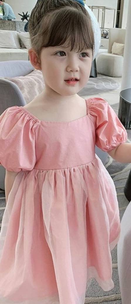 【楽天スーパーSALE】【子ども】女の子 ピンク ワンピース パフスリーブ 半袖 かわいい お姫様 80 90 100 110 120 130 cm