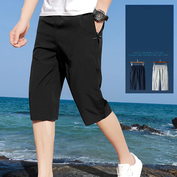 クロップドパンツ メンズ ハーフパンツ メンズ 7分丈 ショートパンツ ストレッチ 速乾 接触冷感パンツ 夏 暑さ対策 無地 部屋着 スポーツ 運動着 パンツ