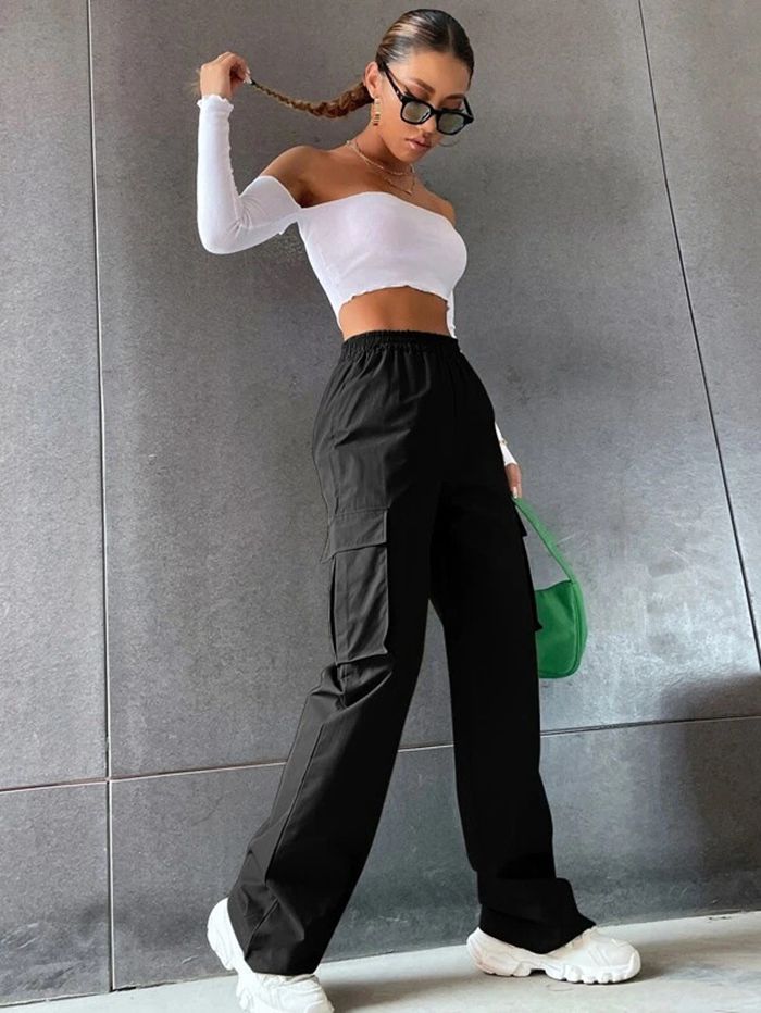 Pantalones de carga Pantalones largos Dama Pantalones largos Pantalones militares Pantalones de trabajo Bottoms Gran tamaño Slim Limpio Relajante — vista 2