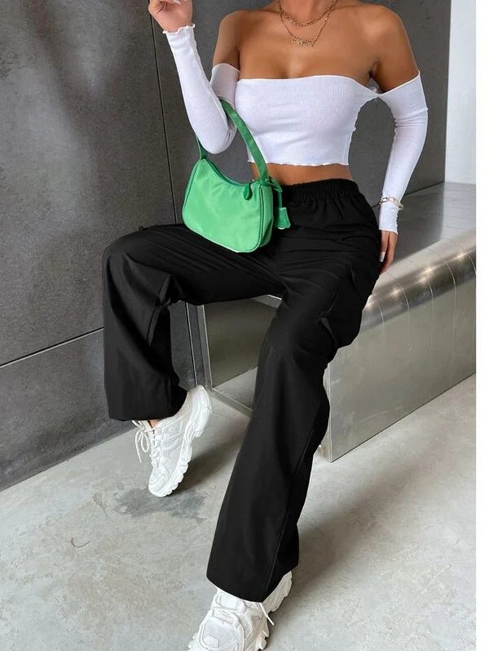 Pantalones de carga Pantalones largos Dama Pantalones largos Pantalones militares Pantalones de trabajo Bottoms Gran tamaño Slim Limpio Relajante — vista 3