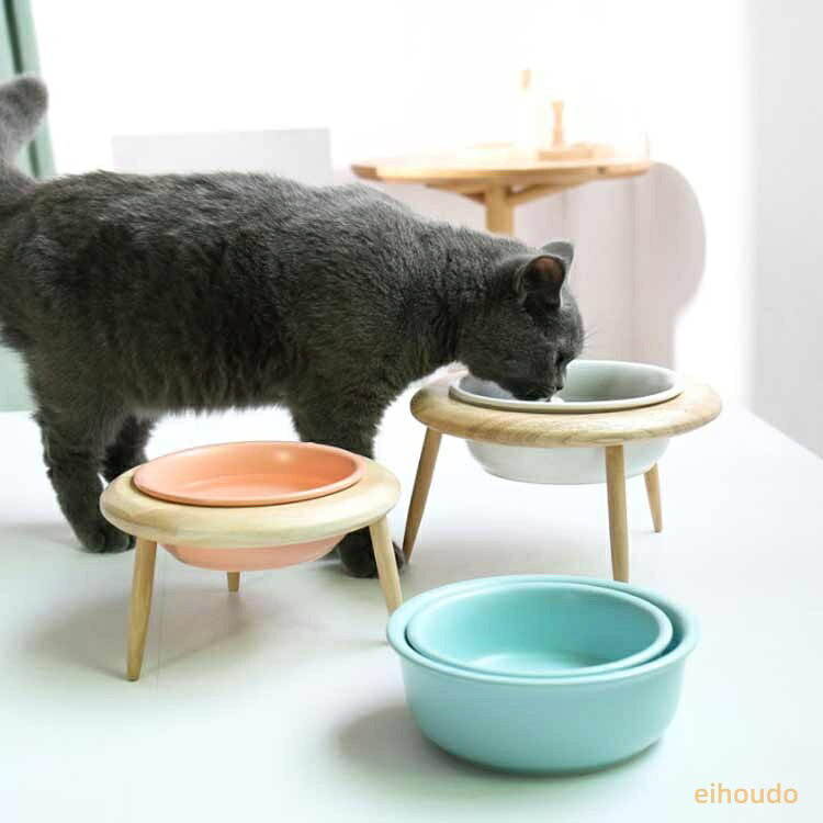 UFO 食器台 ペット用 木製 犬用 キャットフード入れ 高さがある 猫用 フードボウル...