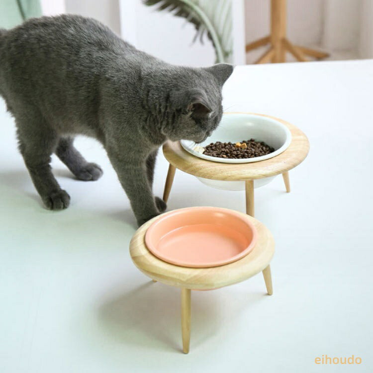 UFO 食器台 ペット用 木製 犬用 キャットフード入れ 高さがある 猫用 フードボウル...