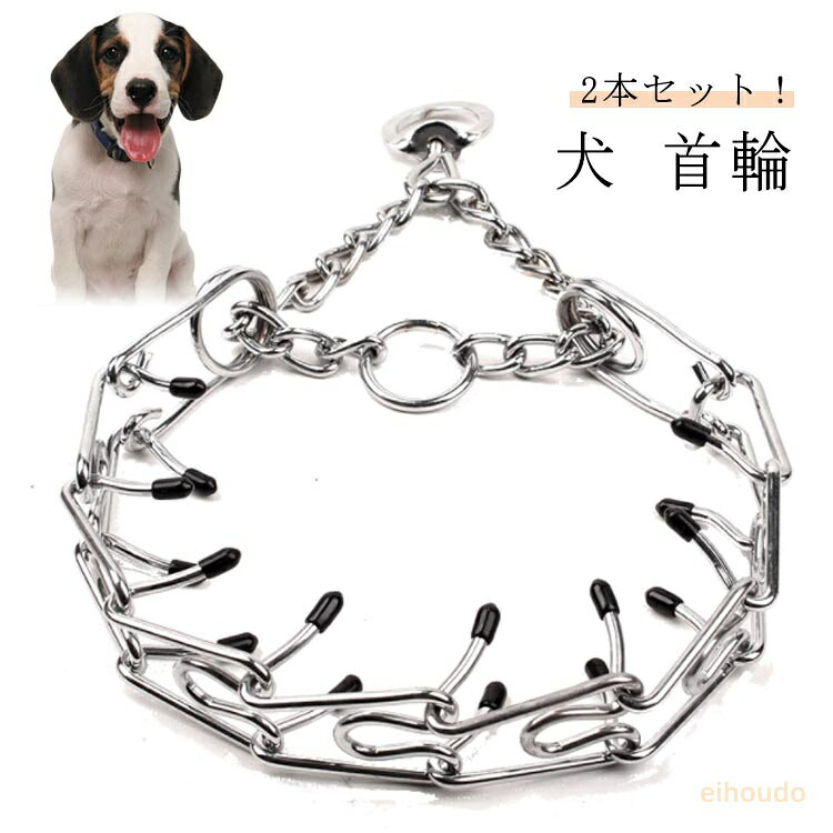 首輪 2本セット犬 中大型犬用 トレーニング 首輪 耐候性 ステンレス製チョークカラー 強力 犬 引っ張り防止 2本セット犬 耐久性 訓練 犬 首輪 変色防止スリップ首輪 防噛み 散歩 トレーニング