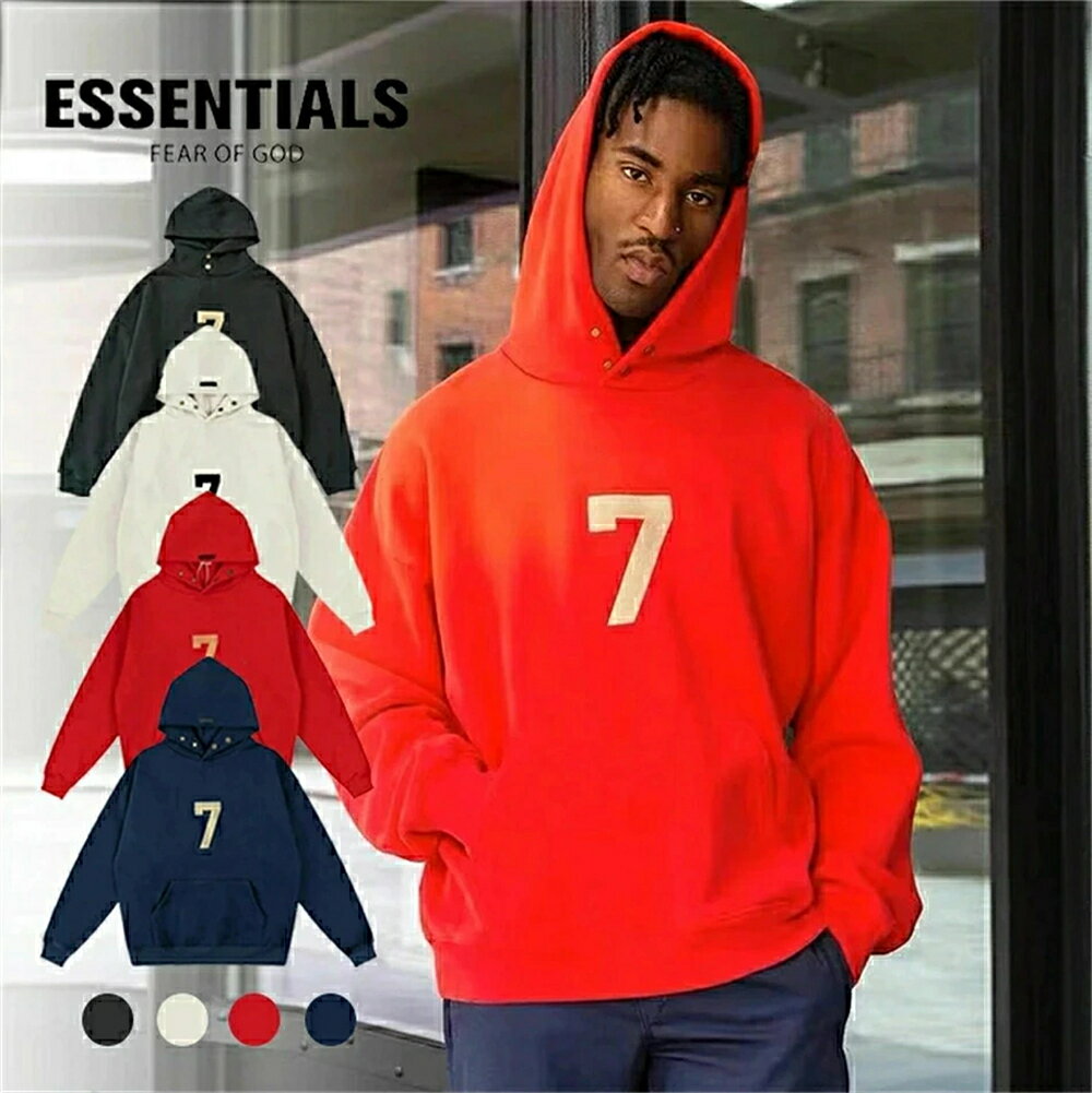 Rakuten - 「期間限定セール」ESSENTIALS 1977 エッセンシャルズ パーカー オーバーサイズ 男女兼用 ビッグサイズ フード付き 長袖トップス トレーナー ストリート カジュアル 無地 4colors