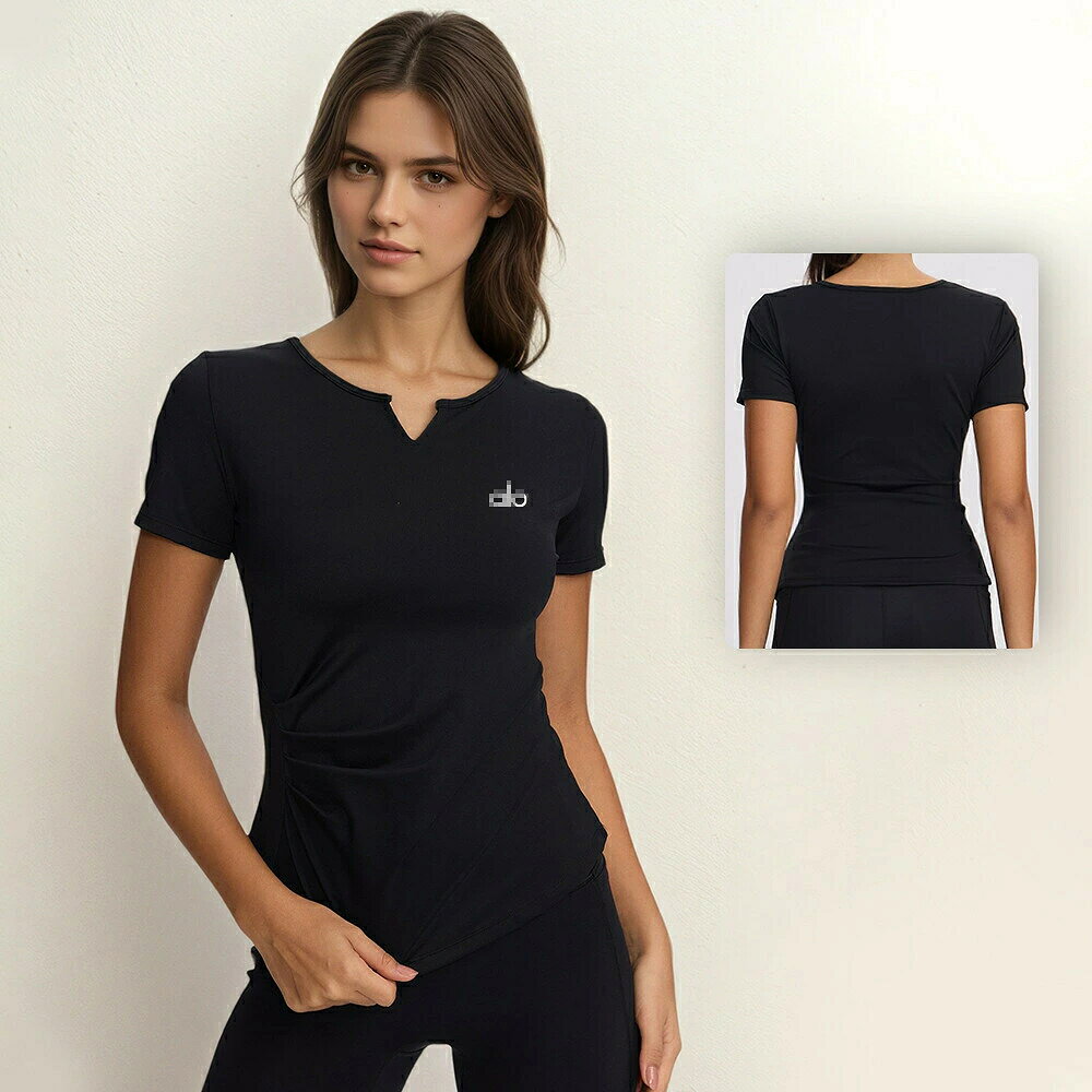 SALE【期間限定10%OFF】★ ALO Yoga ★半袖 tシャツ レディース Tシャツ レディース カットソー 大人 透け防止機能 半袖 コットン 綿 無地 ボーダー スーツ インナー 白 Uネック シームレス シンプル オフィス リクルート ユニフォーム 制服 [並行輸入品]