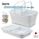 折りたためる バスケット ちょい置きトレー付 つけ置き バケツ 洗い桶 15L 2025年1月発売 新製品 フタ付 ホワイト グレー ベージュ おしゃれ 運動靴 上靴 靴洗い 帽子 下着洗い ISETO I-643