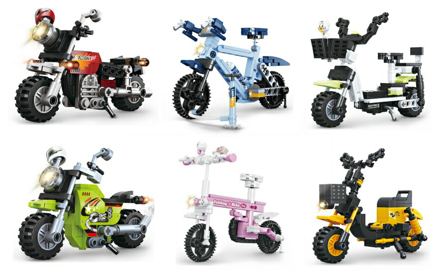 [全6種セット] ブロックトイ バイクシリーズ BLOCK TOY BIKE 全6種 組み立て ブロック 乗り物 ロードバ..