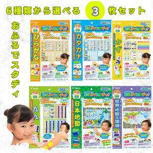 3枚セット おふろでスタディ パイロット お風呂 貼れる レッスン 学習 お風呂場 お風呂用 表 シート 勉強 ひらがな 平仮名 カタカナ 片仮名 日本地図 にほんちず 世界地図 せかいちず 九九 くく 数字 すうじ