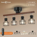 送料無料！Parrot Uncle 4灯 シーリングライト リモコン付き タイマー可 LED電球対応 おしゃれ 照明器具 ライト リビング 照明（ブラック）