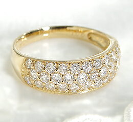 乐天商城 - K18YG 1.0ct ダイヤモンド パヴェリング☆32石・トータル1カラットの豪華仕様！【送料無料】【ダイヤ】【パヴェ】【リング】【K18】【イエローゴールド】パヴェリング ダイヤ パヴェ 指輪　ゴージャス