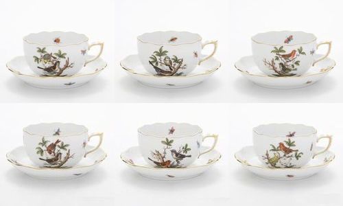 ヘレンド ロスチャイルドバード RO 国際版 ティーカップ&ソーサー 6柄セット 704 C/S