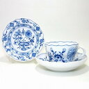 マイセン 【ブルーオニオン】 トリオセット 兼用 コーヒーカップ&ソーサ 582+ 14cmプレート