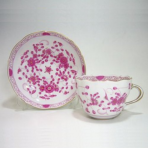 マイセン・インドの花 ピンク 343410　兼用 ティーカップ&ソーサー 00582 C/S コーヒーカップ＆ソーサー