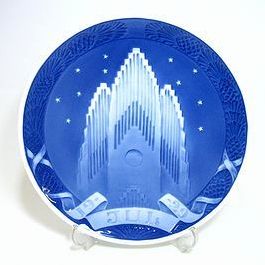 ロイヤルコペンハーゲン・クリスマスプレート 1929年 グルンビック教会 18cm