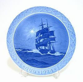 ロイヤルコペンハーゲン・クリスマスプレート 1924年 海上のクリスマスの星 18cm