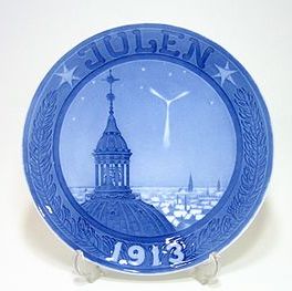 ロイヤルコペンハーゲン・クリスマスプレート 1913年 フレデリック教会の塔 18cm