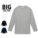 長袖Tシャツ　ロンT　メンズ　レディース 大きなサイズ　2XL　3XL　3L　4L　白　黒　5.6oz　ヘビーウエイト