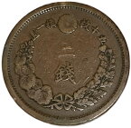 2銭銅貨 明治10年(1877年) 美品 角ウロコ 日本古銭