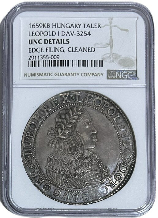PCGS鑑定 ハンガリー大型銀貨 ターラー 1659年 UNC 未使用 レオポルド1世 外国 アンティークコイン